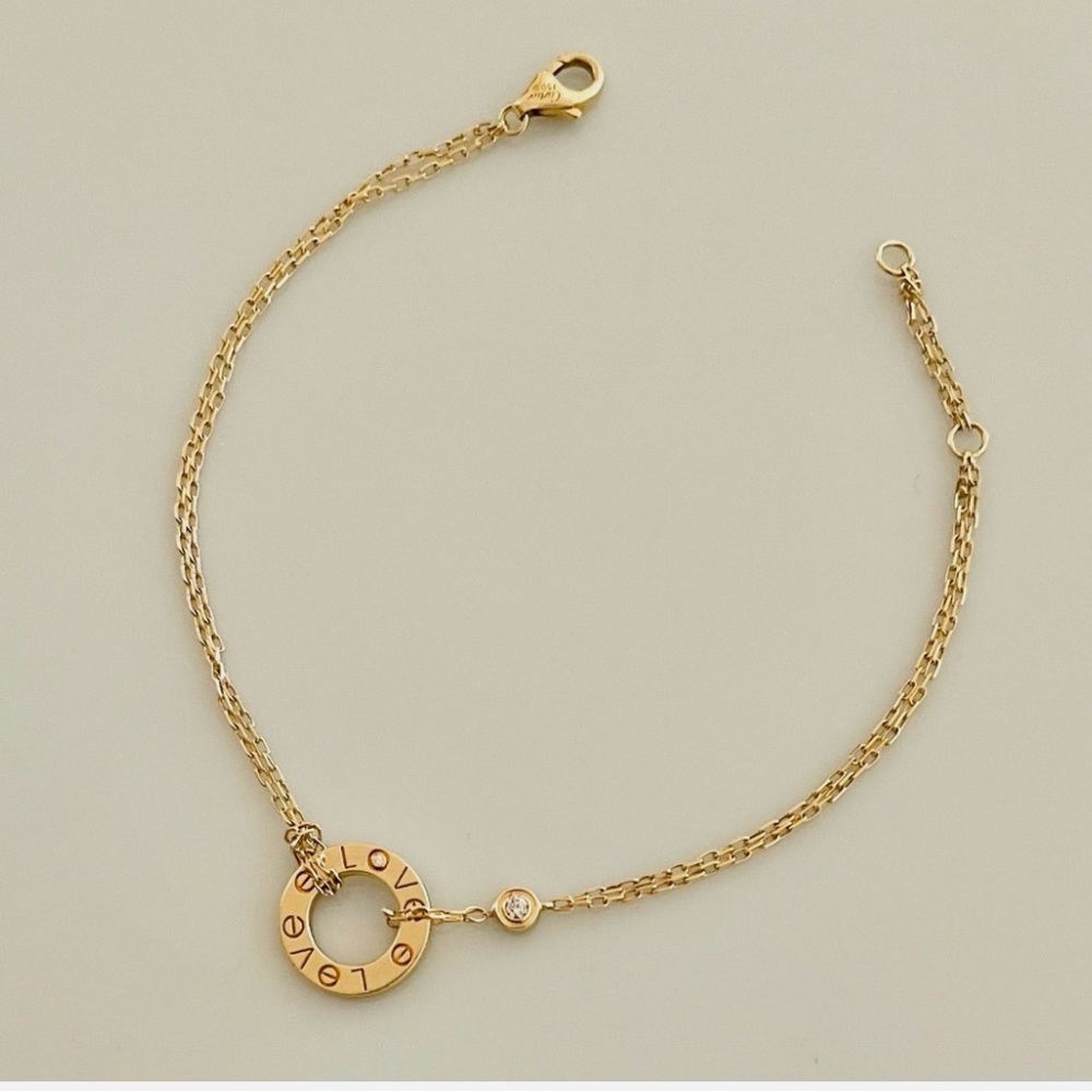 Cartier Gold Circle Charm Bracelet with Crystal Accent